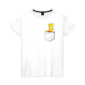 Женская футболка хлопок с принтом Карманный Барт в Петрозаводске, 100% хлопок | прямой крой, круглый вырез горловины, длина до линии бедер, слегка спущенное плечо | карманный барт pocket bart simpson homer симп