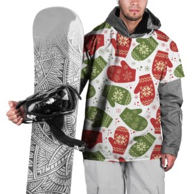 Накидка на куртку 3D с принтом Варежки в Петрозаводске, 100% полиэстер |  | варешки | зима | новый год | орнамент | снег | снежинки