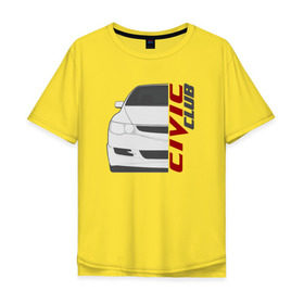 Мужская футболка хлопок Oversize с принтом Honda Civic Club в Петрозаводске, 100% хлопок | свободный крой, круглый ворот, “спинка” длиннее передней части | Тематика изображения на принте: civic | honda civic clubhonda