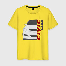 Мужская футболка хлопок с принтом Honda Civic Club в Петрозаводске, 100% хлопок | прямой крой, круглый вырез горловины, длина до линии бедер, слегка спущенное плечо. | civic | honda civic clubhonda