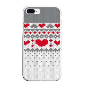 Чехол для iPhone 7Plus/8 Plus матовый с принтом Сердечки в Петрозаводске, Силикон | Область печати: задняя сторона чехла, без боковых панелей | вязанье | любовь | свитр | сердечки
