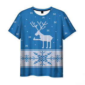Мужская футболка 3D с принтом Олень - класс в Петрозаводске, 100% полиэфир | прямой крой, круглый вырез горловины, длина до линии бедер | зима | новый год | олень | снег | снежинки