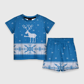 Детский костюм с шортами 3D с принтом Олень   класс в Петрозаводске,  |  | Тематика изображения на принте: зима | новый год | олень | снег | снежинки