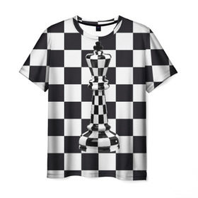 Мужская футболка 3D с принтом Ферзь в Петрозаводске, 100% полиэфир | прямой крой, круглый вырез горловины, длина до линии бедер | Тематика изображения на принте: клетки | ферзь | шахматная доска | шахматы