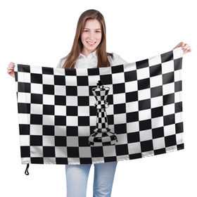 Флаг 3D с принтом Ферзь в Петрозаводске, 100% полиэстер | плотность ткани — 95 г/м2, размер — 67 х 109 см. Принт наносится с одной стороны | клетки | ферзь | шахматная доска | шахматы