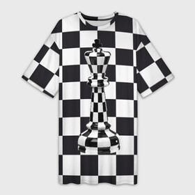Платье-футболка 3D с принтом Ферзь в Петрозаводске,  |  | клетки | ферзь | шахматная доска | шахматы