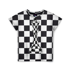 Детская футболка 3D с принтом Ферзь в Петрозаводске, 100% гипоаллергенный полиэфир | прямой крой, круглый вырез горловины, длина до линии бедер, чуть спущенное плечо, ткань немного тянется | клетки | ферзь | шахматная доска | шахматы