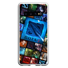 Чехол для Samsung Galaxy S10 с принтом Dota 2 коллаж логотип в Петрозаводске, Силикон | Область печати: задняя сторона чехла, без боковых панелей | Тематика изображения на принте: dota 2 коллаж | девушки | игра | логотип | монстры