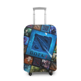 Чехол для чемодана 3D с принтом Dota 2 коллаж логотип в Петрозаводске, 86% полиэфир, 14% спандекс | двустороннее нанесение принта, прорези для ручек и колес | dota 2 коллаж | девушки | игра | логотип | монстры