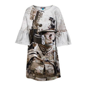 Детское платье 3D с принтом ФСБ Альфа в Петрозаводске, 100% полиэстер | прямой силуэт, чуть расширенный к низу. Круглая горловина, на рукавах — воланы | армия | военный | рф | служба | стрелок | структура