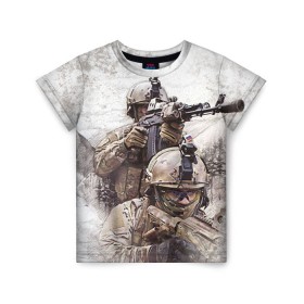Детская футболка 3D с принтом ФСБ Альфа в Петрозаводске, 100% гипоаллергенный полиэфир | прямой крой, круглый вырез горловины, длина до линии бедер, чуть спущенное плечо, ткань немного тянется | армия | военный | рф | служба | стрелок | структура