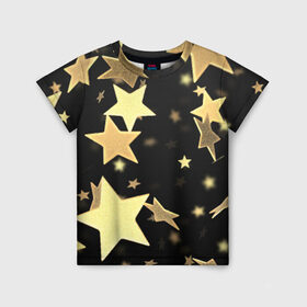 Детская футболка 3D с принтом Золотые звезды в Петрозаводске, 100% гипоаллергенный полиэфир | прямой крой, круглый вырез горловины, длина до линии бедер, чуть спущенное плечо, ткань немного тянется | золотые звезды | орнамент | праздник