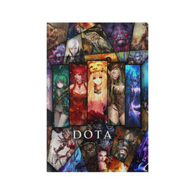 Обложка для паспорта матовая кожа с принтом Dota-2 Девушки в Петрозаводске, натуральная матовая кожа | размер 19,3 х 13,7 см; прозрачные пластиковые крепления | dota 2 коллаж | девушки | игра | монстры | оружие