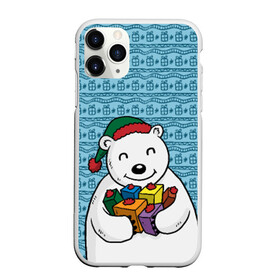 Чехол для iPhone 11 Pro матовый с принтом Новогодний мишка в Петрозаводске, Силикон |  | 2016 | медведь | мишка | новый год