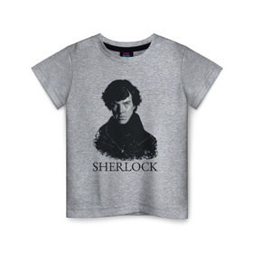 Детская футболка хлопок с принтом Шерлок Холмс (SHERLOCK) в Петрозаводске, 100% хлопок | круглый вырез горловины, полуприлегающий силуэт, длина до линии бедер | sherlock | бенедикт камбербэтч | шерлок холмс