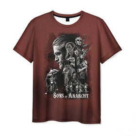 Мужская футболка 3D с принтом Sons Of Anarchy в Петрозаводске, 100% полиэфир | прямой крой, круглый вырез горловины, длина до линии бедер | sons of anarchy | анархии | сыны