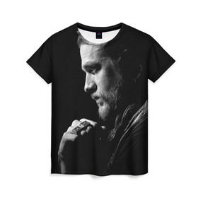Женская футболка 3D с принтом Sons Of Anarchy в Петрозаводске, 100% полиэфир ( синтетическое хлопкоподобное полотно) | прямой крой, круглый вырез горловины, длина до линии бедер | sons of anarchy | анархии | сыны