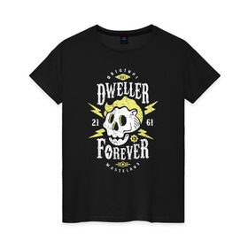 Женская футболка хлопок с принтом Dweller Forever в Петрозаводске, 100% хлопок | прямой крой, круглый вырез горловины, длина до линии бедер, слегка спущенное плечо | boy | fallout | pip | vault | убежище | фаллаут