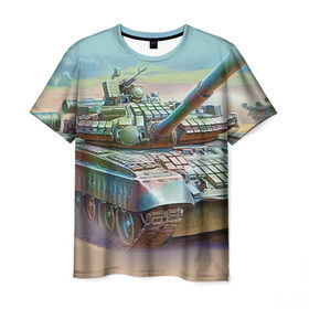 Мужская футболка 3D с принтом Военная техника в Петрозаводске, 100% полиэфир | прямой крой, круглый вырез горловины, длина до линии бедер | tank | танки