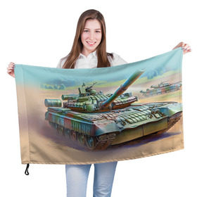 Флаг 3D с принтом Военная техника в Петрозаводске, 100% полиэстер | плотность ткани — 95 г/м2, размер — 67 х 109 см. Принт наносится с одной стороны | tank | танки