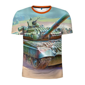 Мужская футболка 3D спортивная с принтом Военная техника в Петрозаводске, 100% полиэстер с улучшенными характеристиками | приталенный силуэт, круглая горловина, широкие плечи, сужается к линии бедра | tank | танки