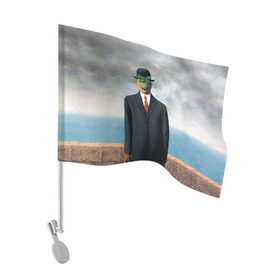 Флаг для автомобиля с принтом Сын человеческий в Петрозаводске, 100% полиэстер | Размер: 30*21 см | art | искусство | рене | рене магритт | сын человеческий