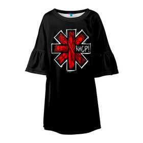 Детское платье 3D с принтом Red Hot Chili Peppers в Петрозаводске, 100% полиэстер | прямой силуэт, чуть расширенный к низу. Круглая горловина, на рукавах — воланы | Тематика изображения на принте: chili | heavy | hot | metal | peppers | red | rhcp | rock | trash | кидис | метал | рок | хеви | энтони
