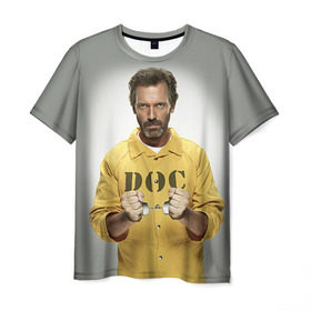 Мужская футболка 3D с принтом Доктор Хаус в Петрозаводске, 100% полиэфир | прямой крой, круглый вырез горловины, длина до линии бедер | doctor | house | все лгут | доктор | лори | хауз | хаус | хью