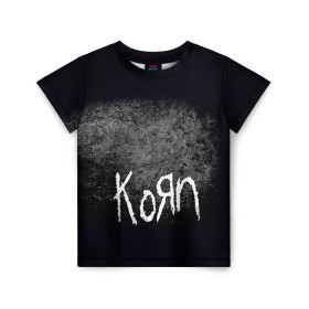 Детская футболка 3D с принтом KoЯn в Петрозаводске, 100% гипоаллергенный полиэфир | прямой крой, круглый вырез горловины, длина до линии бедер, чуть спущенное плечо, ткань немного тянется | Тематика изображения на принте: korn | metal | rock | группы | корн | метал | рок