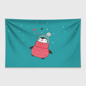 Флаг-баннер с принтом Пингвинчик в Петрозаводске, 100% полиэстер | размер 67 х 109 см, плотность ткани — 95 г/м2; по краям флага есть четыре люверса для крепления | пингвин