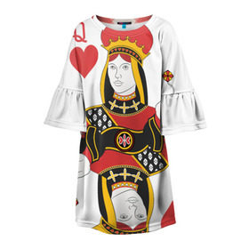 Детское платье 3D с принтом Дама в Петрозаводске, 100% полиэстер | прямой силуэт, чуть расширенный к низу. Круглая горловина, на рукавах — воланы | 14 февраля | love | влюбленные | карты | королева | король | лав | любовь | пара | парные | подарок