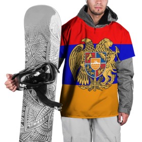 Накидка на куртку 3D с принтом Герб и флаг Армении в Петрозаводске, 100% полиэстер |  | Тематика изображения на принте: armenia | армения | герб | флаг
