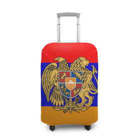 Чехол для чемодана 3D с принтом Герб и флаг Армении в Петрозаводске, 86% полиэфир, 14% спандекс | двустороннее нанесение принта, прорези для ручек и колес | armenia | армения | герб | флаг