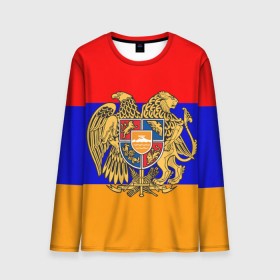 Мужской лонгслив 3D с принтом Герб и флаг Армении в Петрозаводске, 100% полиэстер | длинные рукава, круглый вырез горловины, полуприлегающий силуэт | armenia | армения | герб | флаг
