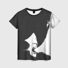Женская футболка 3D с принтом Shot Voice в Петрозаводске, 100% полиэфир ( синтетическое хлопкоподобное полотно) | прямой крой, круглый вырез горловины, длина до линии бедер | abstraction | face | gray | shot | voice | white