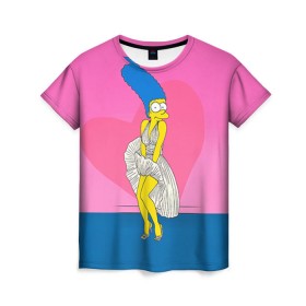 Женская футболка 3D с принтом Мардж в Петрозаводске, 100% полиэфир ( синтетическое хлопкоподобное полотно) | прямой крой, круглый вырез горловины, длина до линии бедер | 14 февраля | love | влюбленные | лав | любовь | мардж | пара | парные | парные вещи | подарок | симпсон