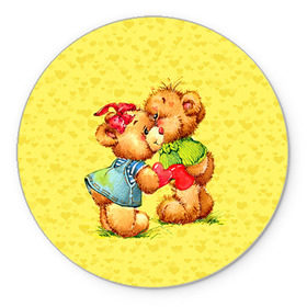Коврик круглый с принтом Влюбленные мишки в Петрозаводске, резина и полиэстер | круглая форма, изображение наносится на всю лицевую часть | 14 февраля | bear | love | teddy | валентин | влюбленный | любовь | милый | мишка | рисунок | сердечко | сердце