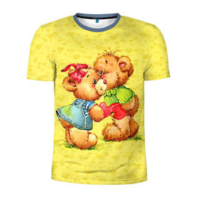 Мужская футболка 3D спортивная с принтом Влюбленные мишки в Петрозаводске, 100% полиэстер с улучшенными характеристиками | приталенный силуэт, круглая горловина, широкие плечи, сужается к линии бедра | 14 февраля | bear | love | teddy | валентин | влюбленный | любовь | милый | мишка | рисунок | сердечко | сердце