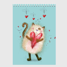 Скетчбук с принтом Котик в Петрозаводске, 100% бумага
 | 48 листов, плотность листов — 100 г/м2, плотность картонной обложки — 250 г/м2. Листы скреплены сверху удобной пружинной спиралью | 14 февраля | bear | love | teddy | валентин | влюбленный | киска | кот | котик | любовь | милый | рисунок | сердечко | сердце