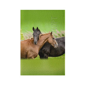 Обложка для паспорта матовая кожа с принтом Лошади 2 в Петрозаводске, натуральная матовая кожа | размер 19,3 х 13,7 см; прозрачные пластиковые крепления | horse | horseshoe | акварель | головалошади | грива | единорог | жеребец | животные | конь | лошадь | лошадьскрыльями | подкова | природа | рисуноккрасками