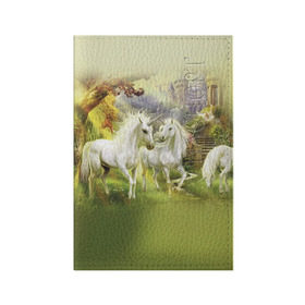 Обложка для паспорта матовая кожа с принтом Единороги в Петрозаводске, натуральная матовая кожа | размер 19,3 х 13,7 см; прозрачные пластиковые крепления | horse | horseshoe | акварель | головалошади | грива | единорог | жеребец | животные | конь | лошадь | лошадьскрыльями | подкова | природа | рисуноккрасками