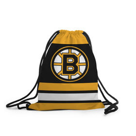 Рюкзак-мешок 3D с принтом Boston Bruins в Петрозаводске, 100% полиэстер | плотность ткани — 200 г/м2, размер — 35 х 45 см; лямки — толстые шнурки, застежка на шнуровке, без карманов и подкладки | Тематика изображения на принте: boston bruins | hockey | nhl | нхл | спорт | хоккей