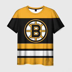 Мужская футболка 3D с принтом Boston Bruins в Петрозаводске, 100% полиэфир | прямой крой, круглый вырез горловины, длина до линии бедер | Тематика изображения на принте: boston bruins | hockey | nhl | нхл | спорт | хоккей