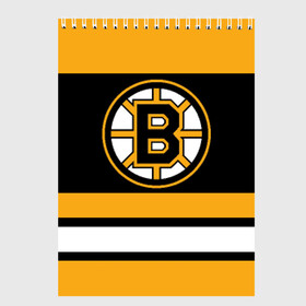 Скетчбук с принтом Boston Bruins в Петрозаводске, 100% бумага
 | 48 листов, плотность листов — 100 г/м2, плотность картонной обложки — 250 г/м2. Листы скреплены сверху удобной пружинной спиралью | boston bruins | hockey | nhl | нхл | спорт | хоккей