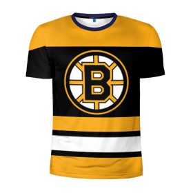 Мужская футболка 3D спортивная с принтом Boston Bruins в Петрозаводске, 100% полиэстер с улучшенными характеристиками | приталенный силуэт, круглая горловина, широкие плечи, сужается к линии бедра | Тематика изображения на принте: boston bruins | hockey | nhl | нхл | спорт | хоккей