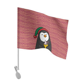 Флаг для автомобиля с принтом Пингвиня в Петрозаводске, 100% полиэстер | Размер: 30*21 см | пингвин