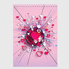 Скетчбук с принтом Heart heart heart в Петрозаводске, 100% бумага
 | 48 листов, плотность листов — 100 г/м2, плотность картонной обложки — 250 г/м2. Листы скреплены сверху удобной пружинной спиралью | 14 февраля | love | влюбленный | любовь | рисунок | сердечки | сердечко | сердце