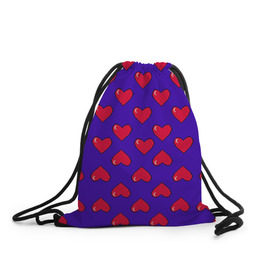 Рюкзак-мешок 3D с принтом Пиксельная любовь в Петрозаводске, 100% полиэстер | плотность ткани — 200 г/м2, размер — 35 х 45 см; лямки — толстые шнурки, застежка на шнуровке, без карманов и подкладки | 14 февраля | love | влюбленный | любовь | рисунок | сердечки | сердечко | сердце