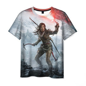 Мужская футболка 3D с принтом Rise of the Tomb Raider в Петрозаводске, 100% полиэфир | прямой крой, круглый вырез горловины, длина до линии бедер | Тематика изображения на принте: rise of the tomb raider | tomb raider | райдер | том райдер