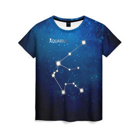 Женская футболка 3D с принтом Водолей в Петрозаводске, 100% полиэфир ( синтетическое хлопкоподобное полотно) | прямой крой, круглый вырез горловины, длина до линии бедер | водолей | звезда | звезды | знак зодиака | космос | созвездие
